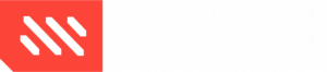 Red rectangular logo with three white diagonal lines on the left and faint white text on the right, partially illegible due to light contrast.
